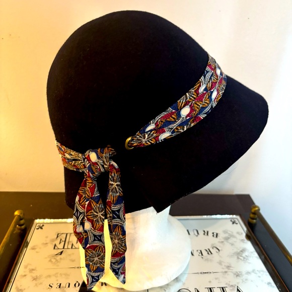 Black Luxury Bucket Hat With Boho Style Scarf Wrap by Eugenia Kim Whimsygoth - Picture 5 of 7